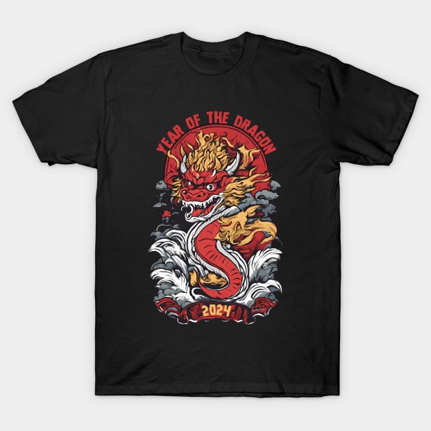 Dragon's Reign - Power and Prosperity in 2024 T-Shirt by LopGraphiX